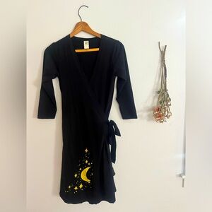Women’s size Small SOUL FLOWER moon and stars wrap dress in black